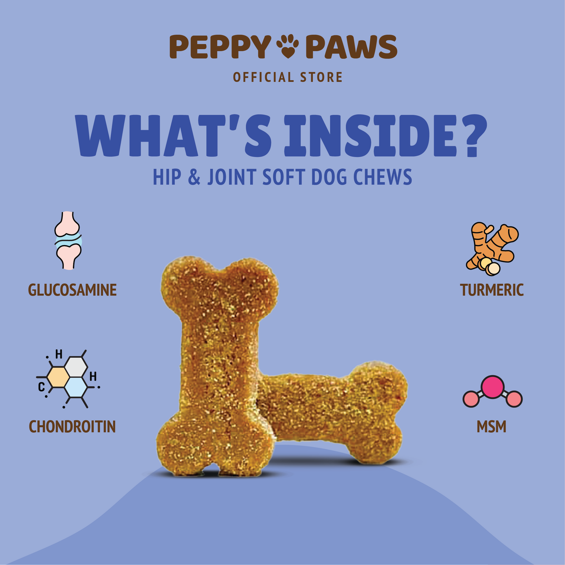 Peppy Paws Hip & Joint Soft Dog Chew (120 Chews)