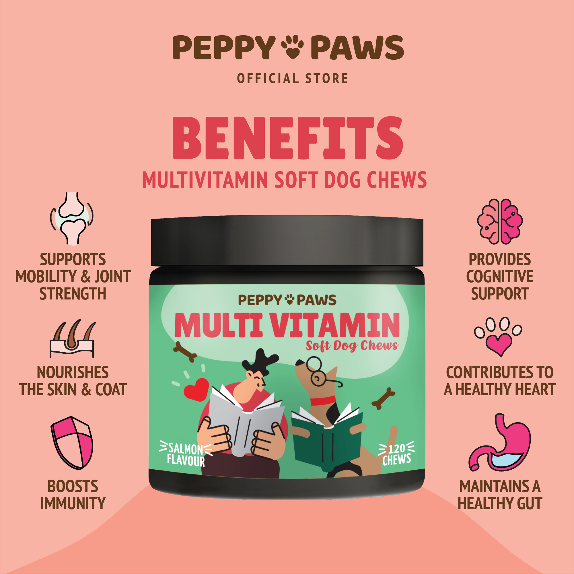 Peppy Paws Multivitamin Soft Dog Chews  (120 Chews)