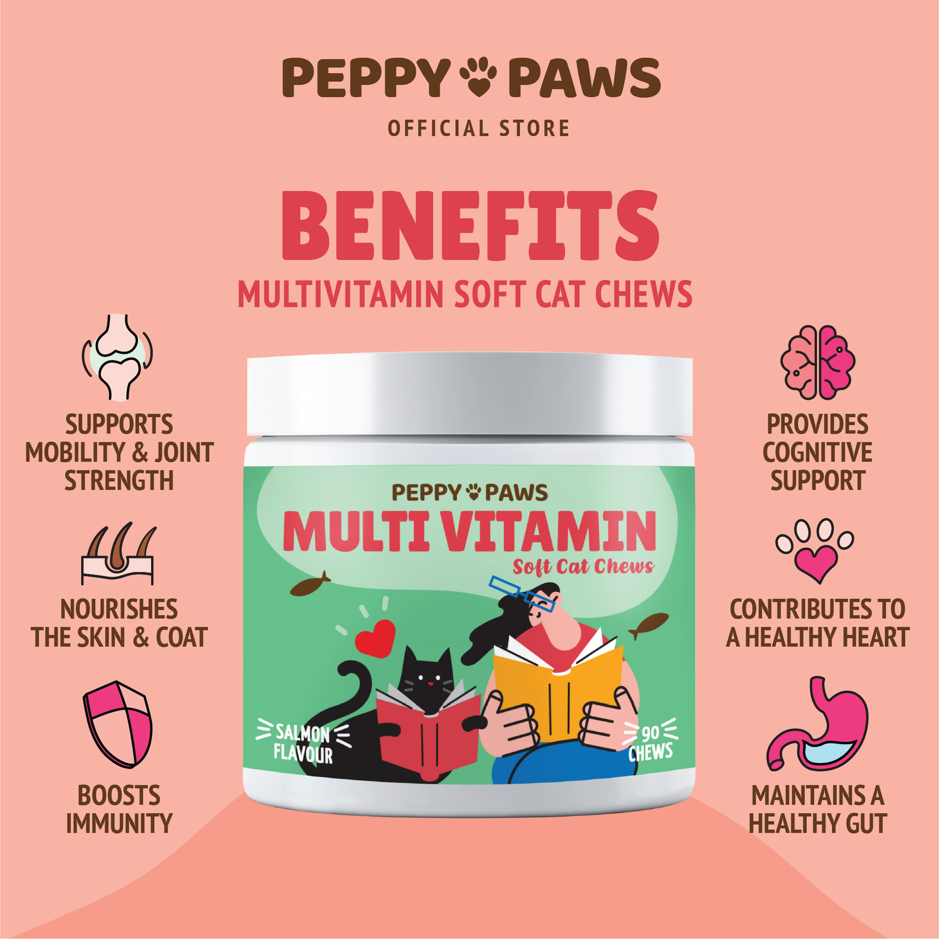 Peppy Paws Multivitamin Soft Cat Chews (90 Chews)