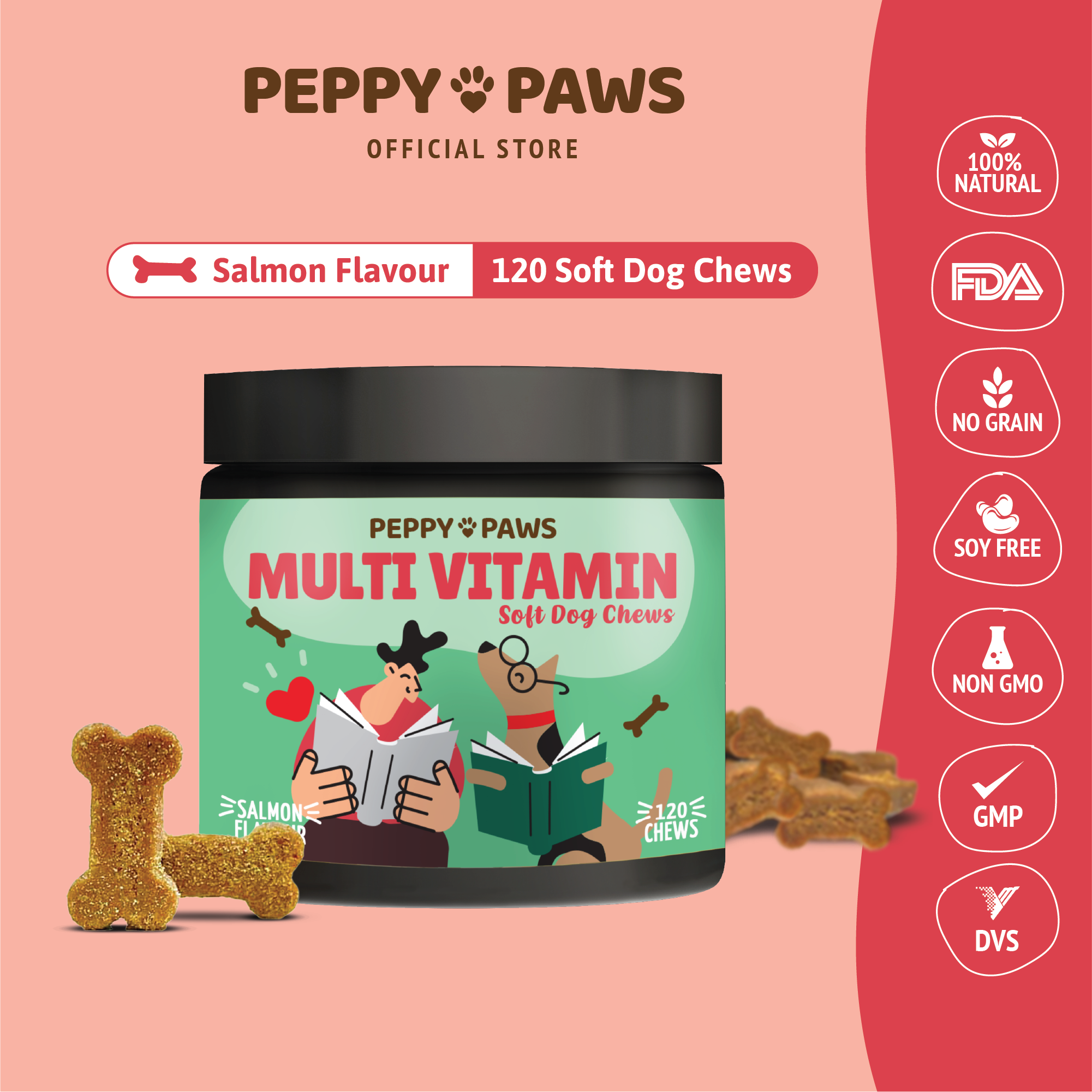 Peppy Paws Multivitamin Soft Dog Chews  (120 Chews)