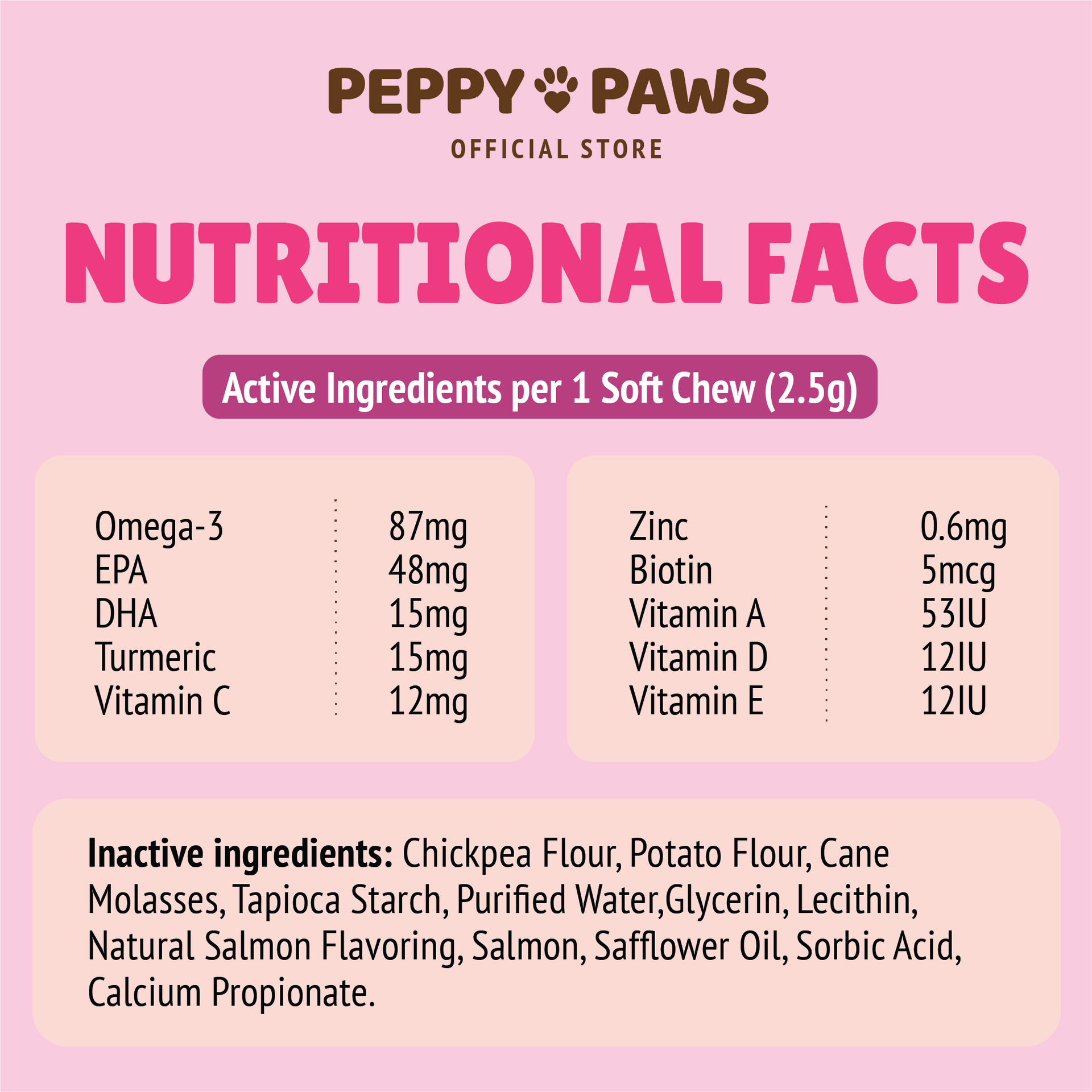 Peppy Paws Skin & Coat Soft Cat Chews (90 Chews)