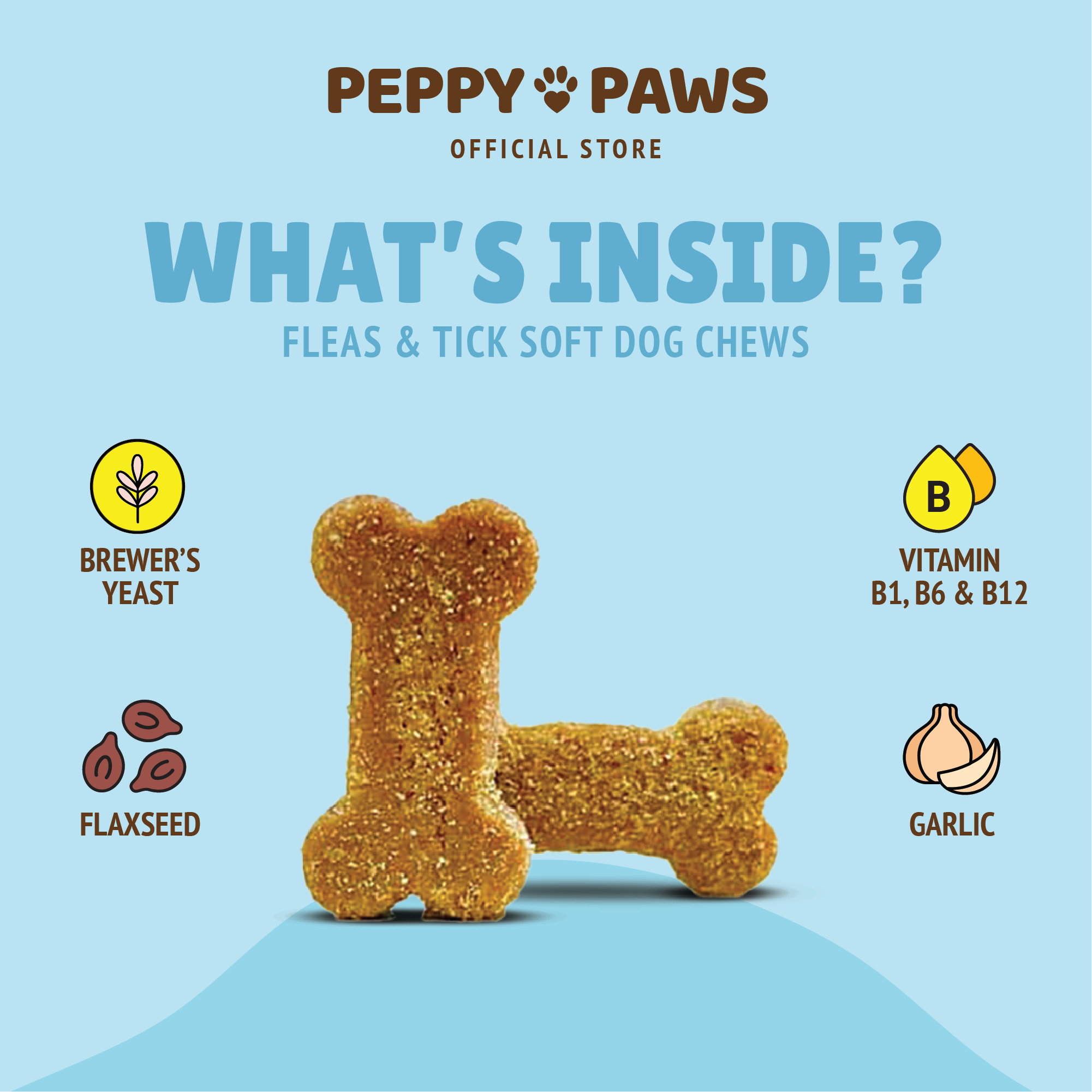 Peppy Paws Flea & Tick Soft Dog Chews (120 Chews)