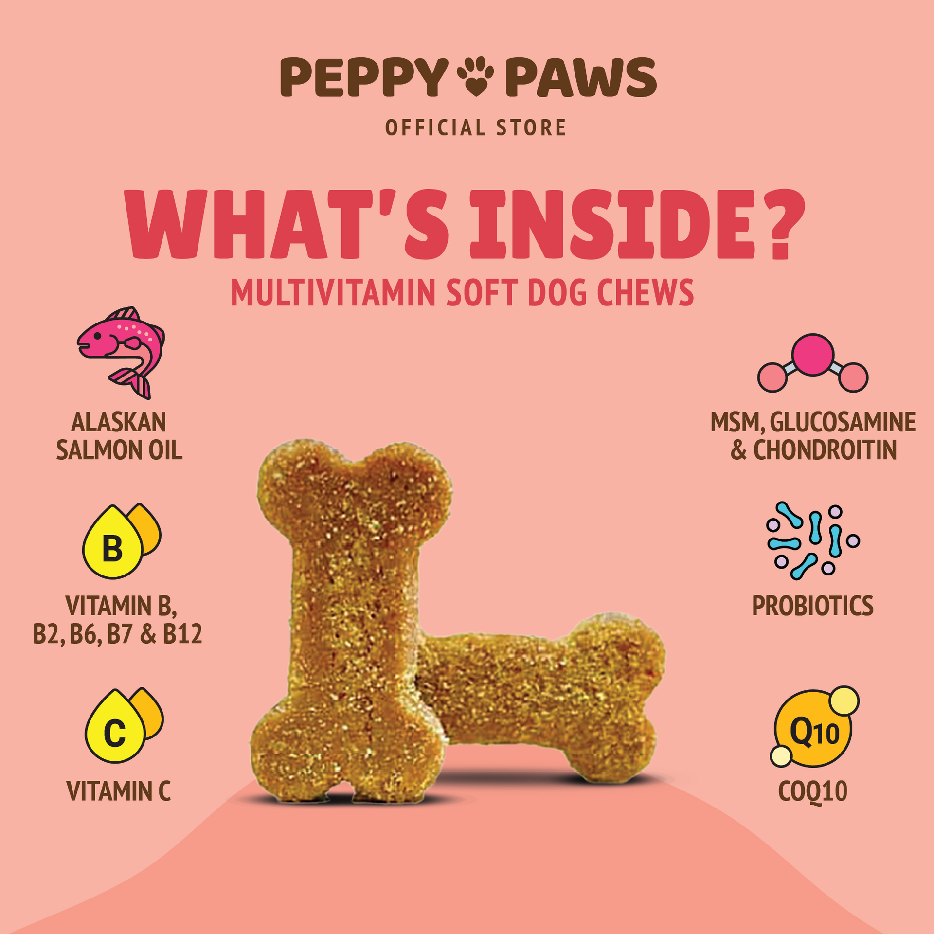 Peppy Paws Multivitamin Soft Dog Chews  (120 Chews)