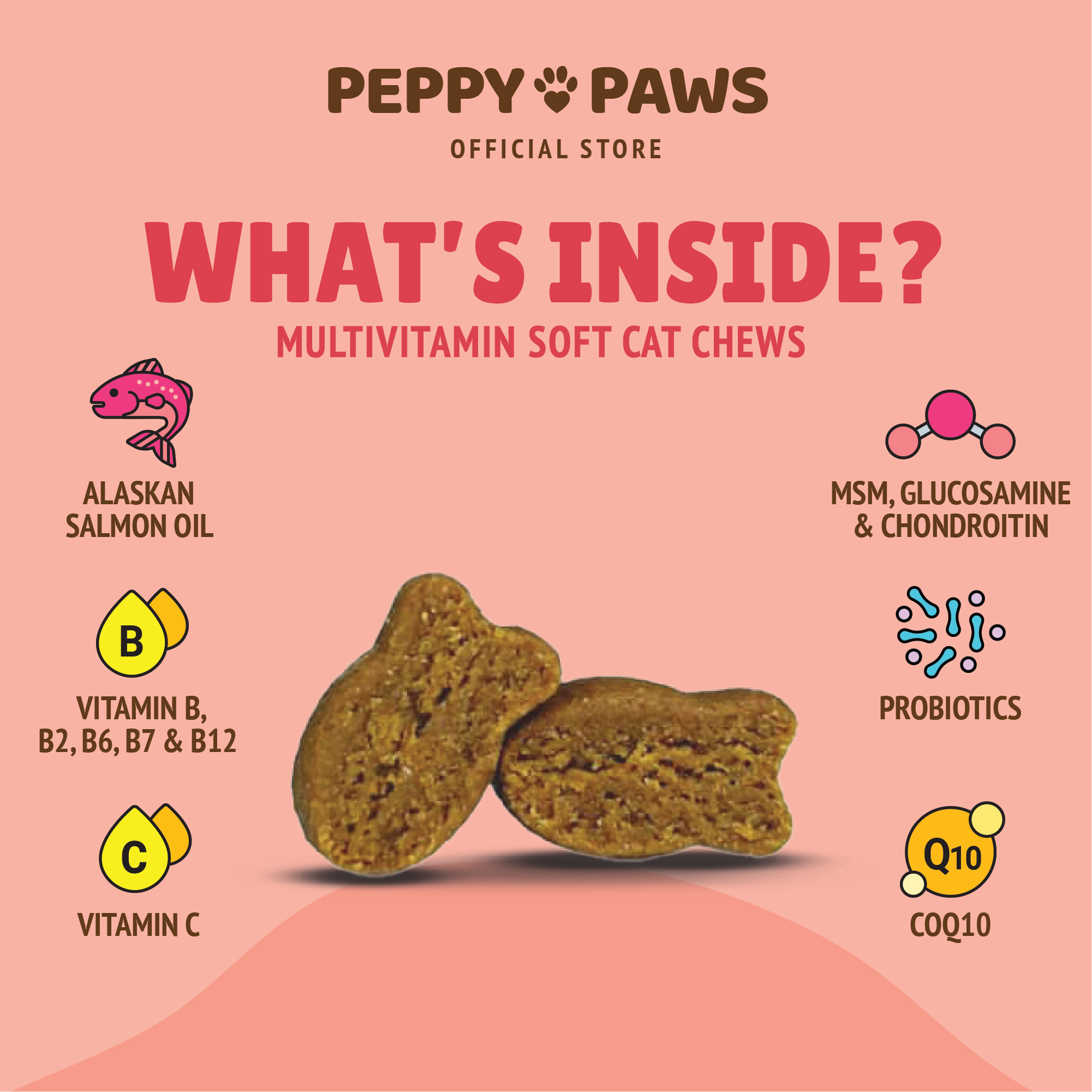 Peppy Paws Multivitamin Soft Cat Chews (90 Chews)