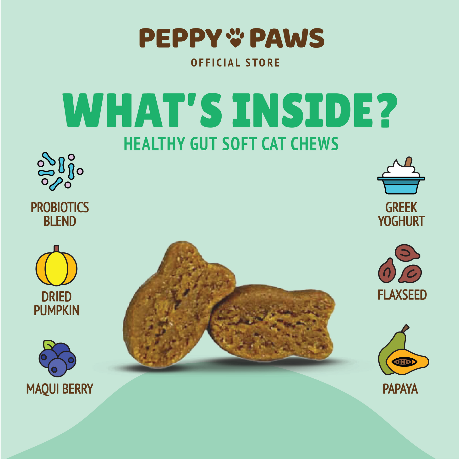 Peppy Paws Healthy Gut Soft Cats Chews (90 Chews)