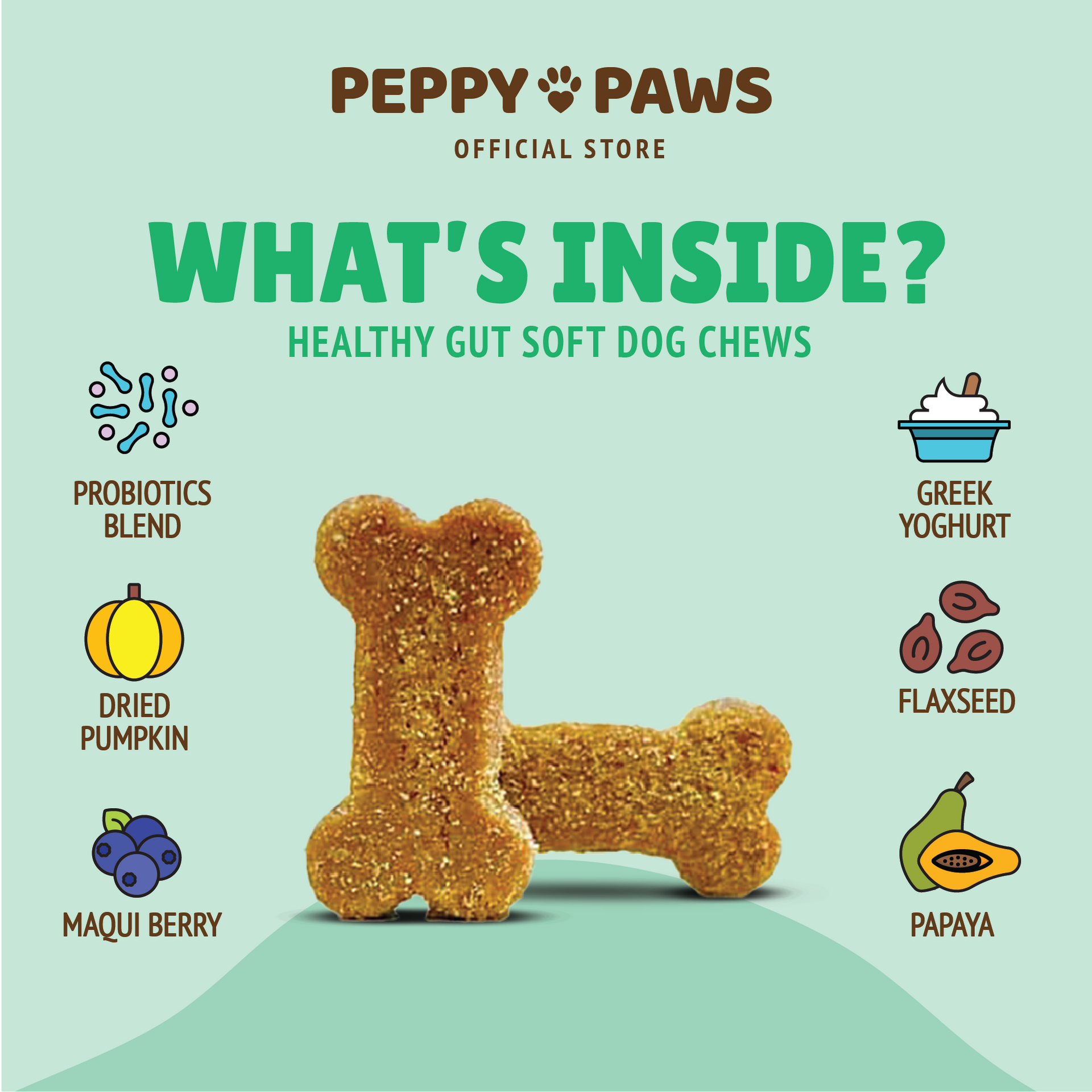 Peppy Paws Healthy Gut Soft Dog Chews (120 Chews)